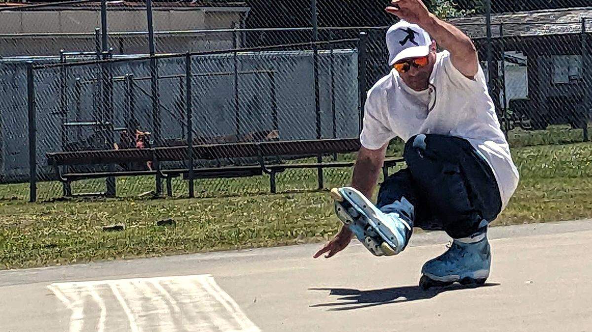 Inline Skater Michael French at the Lummi Skate Park on the Lummi Reservation for the Northwest Shred Tour on Friday, June 21, 2024.