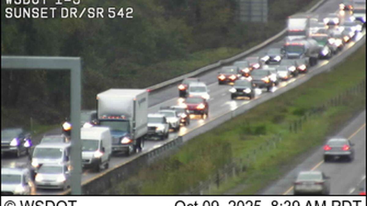 Traffic is backed up over three miles for guardrail repair Thursday morning.