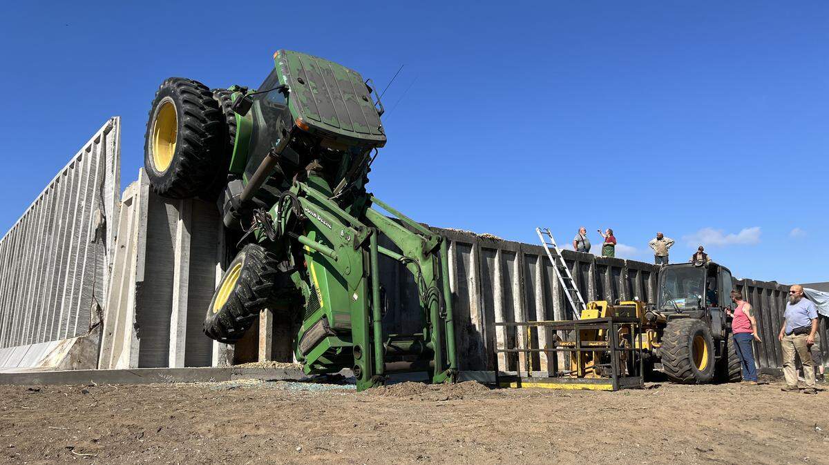 Rescuers from fire station 69 in Whatcom County pulled an operator from the tractor after a 12 foot fall.