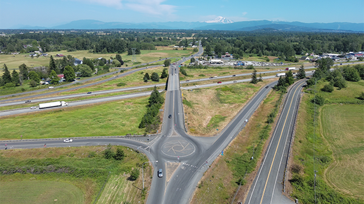 The Southbound Interstate 5 and Slater Road interchange.