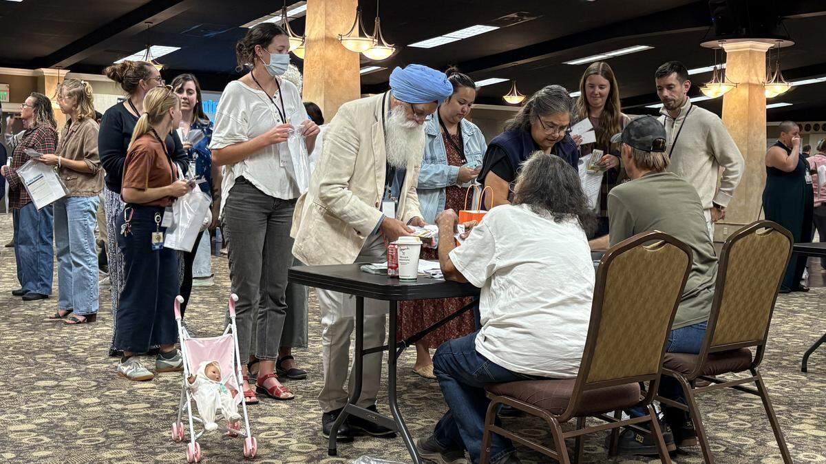 Attendees of the two-day All Hands Whatcom summit -- including Whatcom County Executive Satpal Sidhu -- participated in a reentry simulation.