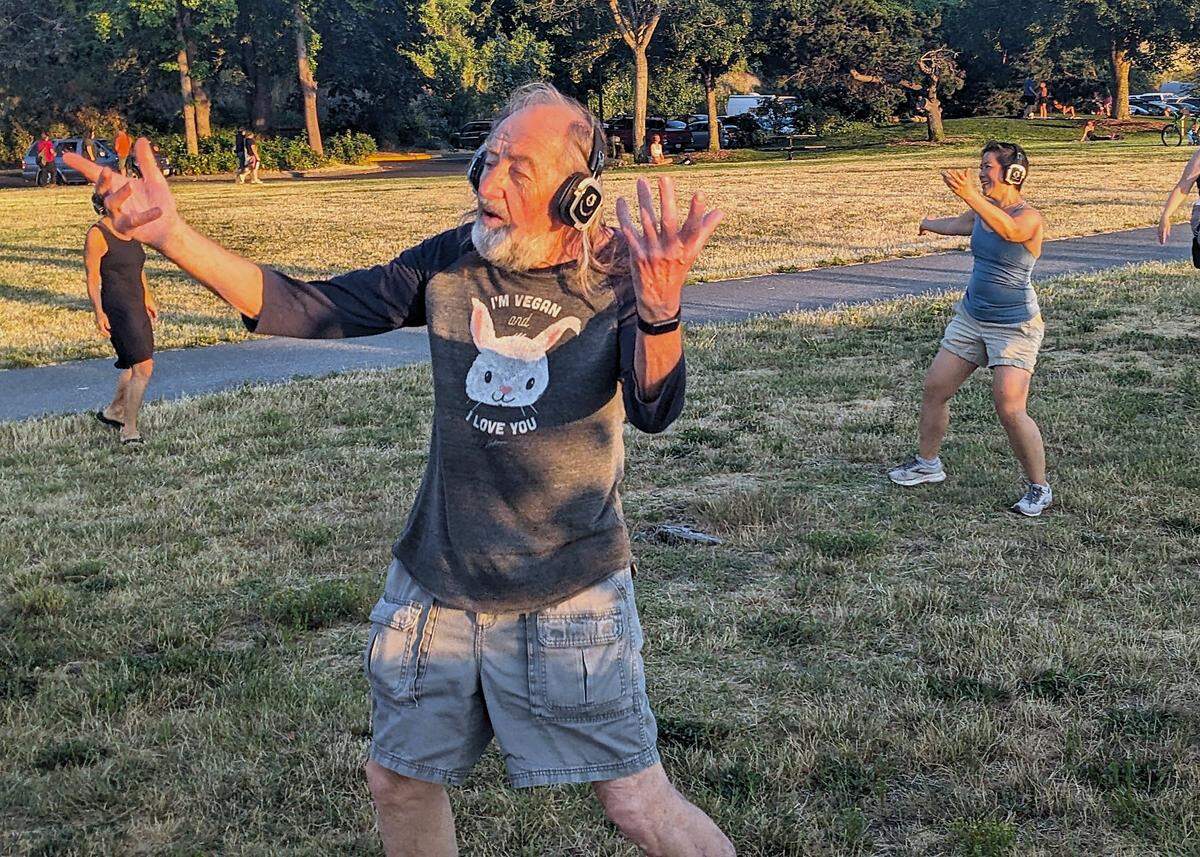 Colin is a regular attendee at the Silent Disco at Boulevard Park in Bellingham, WA. on July 20, 2024. Photo by