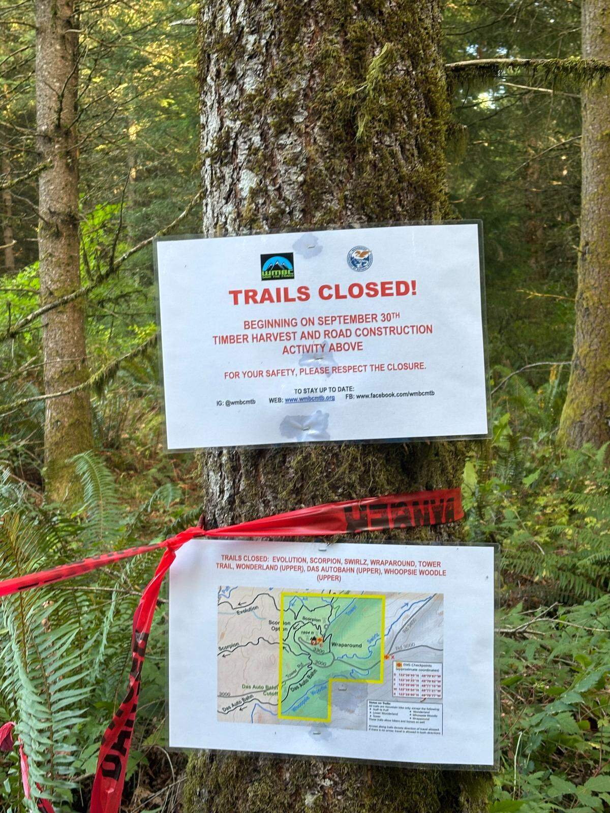 Some trails are closed for 2-3 months during construction of roads for a 2026 logging project on the mountain.