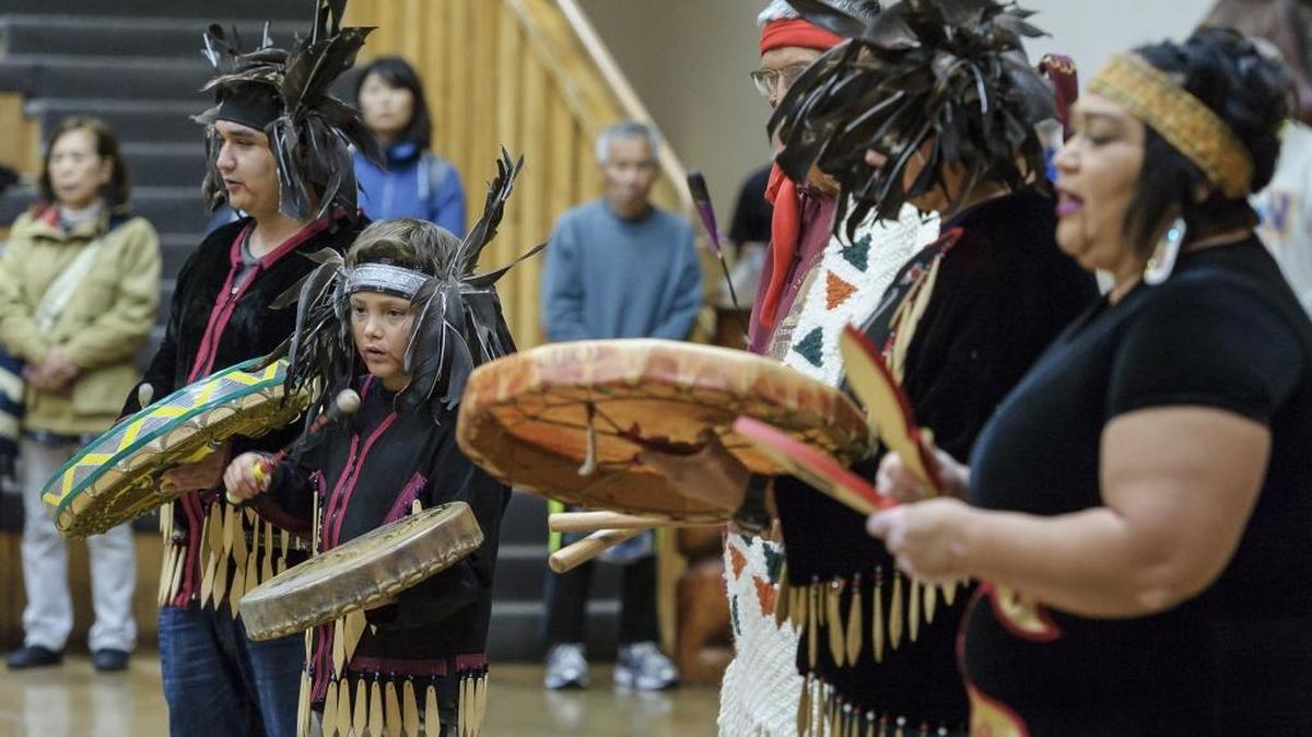 Members of the Lummi Nation bless the 2017 Bellingham Bay Marathon at Lummi Nation School in September. The Lummin Indian Business Council recently members named Jeremiah Julius as its new chairman.