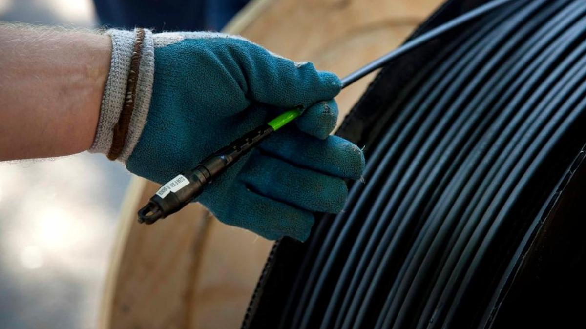 A spool of fiber optic cable during installation in Minneapolis, Minnesota, on Thursday, Sept. 11, 2013. Bellingham resident Jon Humphrey thinks the city can take after the example set by nearby Mount Vernon, which has built a fiber optic backbone to provide internet to businesses there.