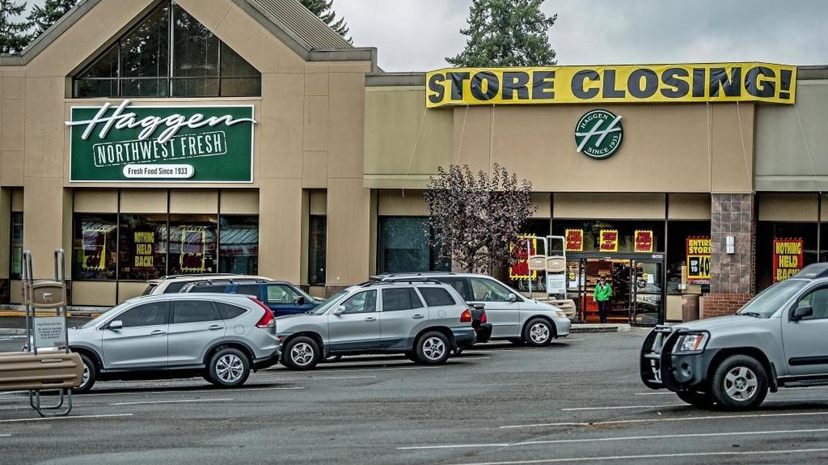 A Haggen store in Spanaway held a store closing sale in August 2015. The Bellingham-based grocer will begin store closing sales this month for four of its non-core stores, two of which are in Washington