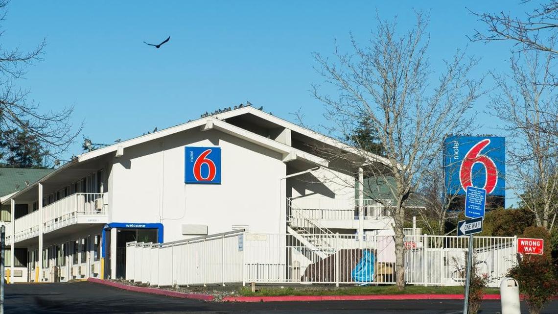 Motel 6 on Byron Avenue Wednesday, Jan. 3, in Bellingham, Washington. The national chain is being sued by Attorney General Bob Ferguson for divulging guest information from six of its Washington locations, including in Bellingham, to U.S. Immigration and Customs Enforcement agents.