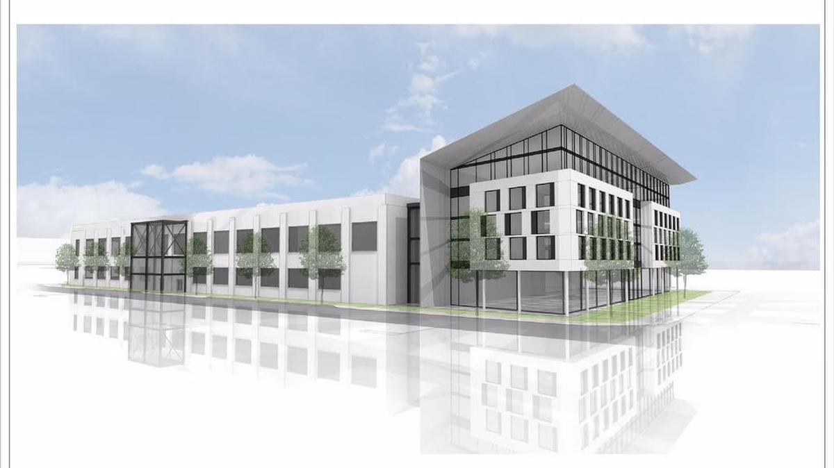 A rendering by John Reid’s architecture firm RMI Architects of what the Board Mill hotel and conference center on Bellingham’s waterfront could look like. Two Port of Bellingham commissioners are now balking at the plan, surprising the developer and the other commissioner.