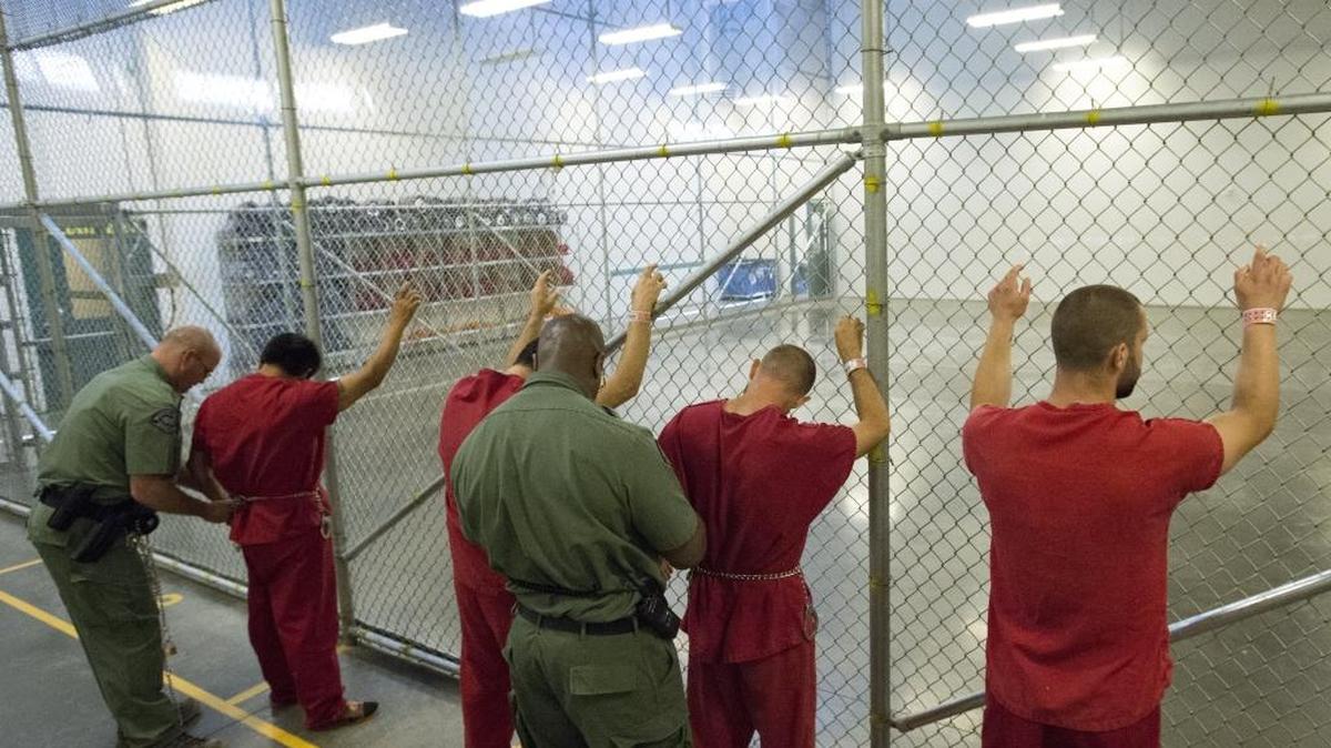 Deputies prepare minimum security inmates for transport next to the recreation area at Whatcom County Jail's Interim Work Center on June 30, in Bellingham, Wash. Bellingham’s current contract with the city jail expires Dec. 31, 2015.
