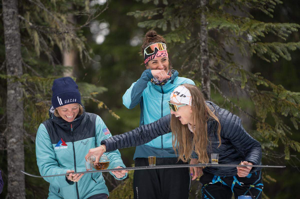 From left, teammates Emmiliese von Avis, Christina Volken and Alyssa Wendt celebrate after the 2024 event.