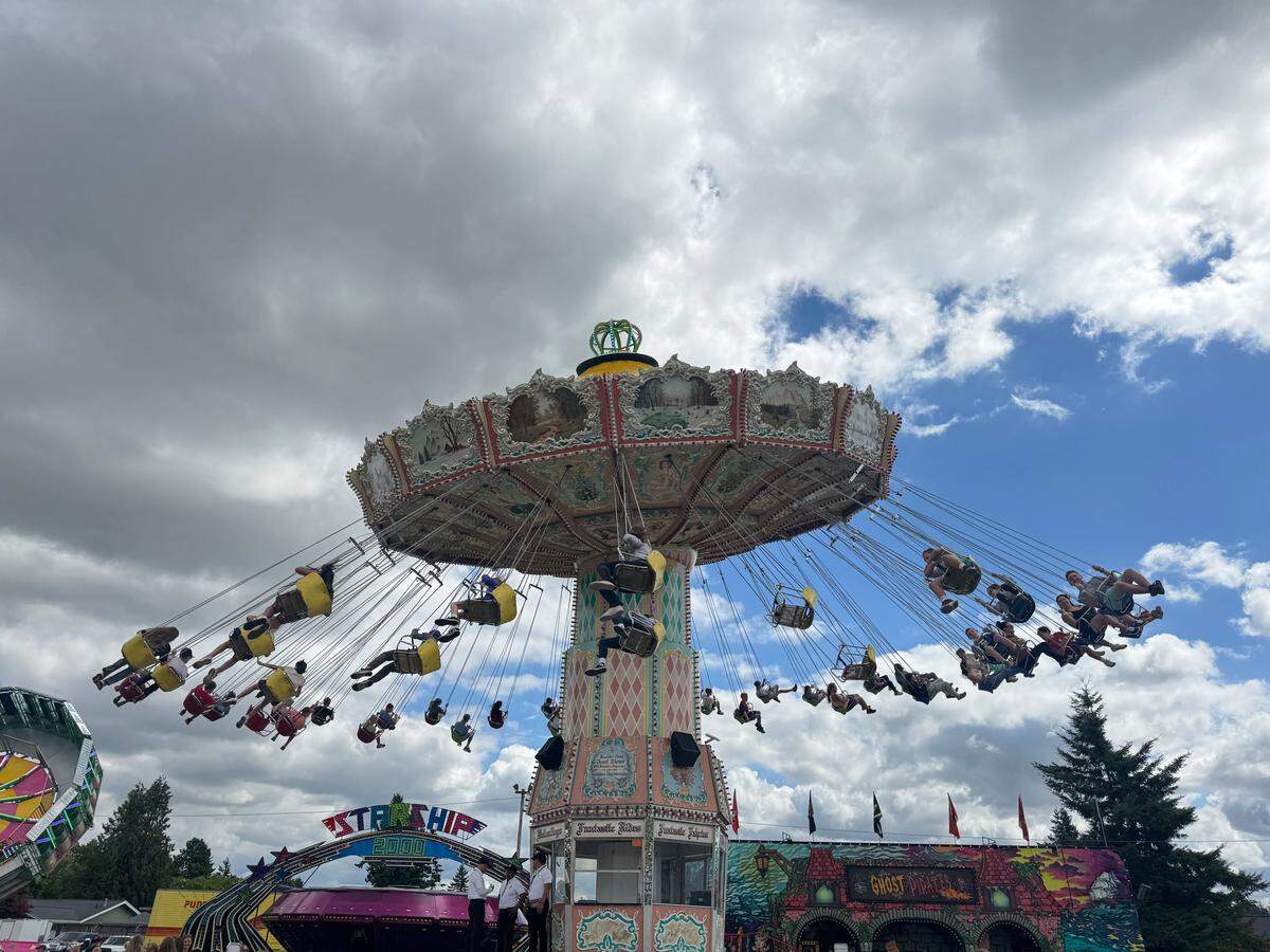 A carnival ride at the Northwest Washington Fair in Lynden on Friday.