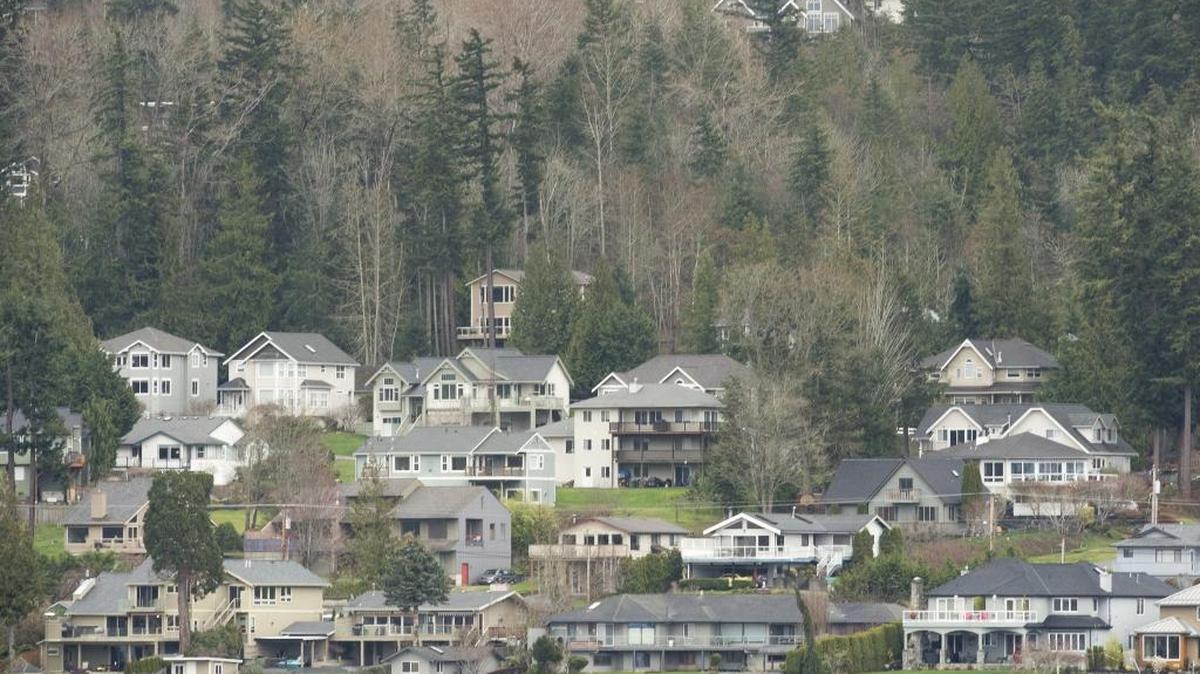 Houses at the north end of Lake Whatcom on Tuesday, March 28, in Bellingham. Home values in Whatcom County have appreciated 36.1 percent since 2012.