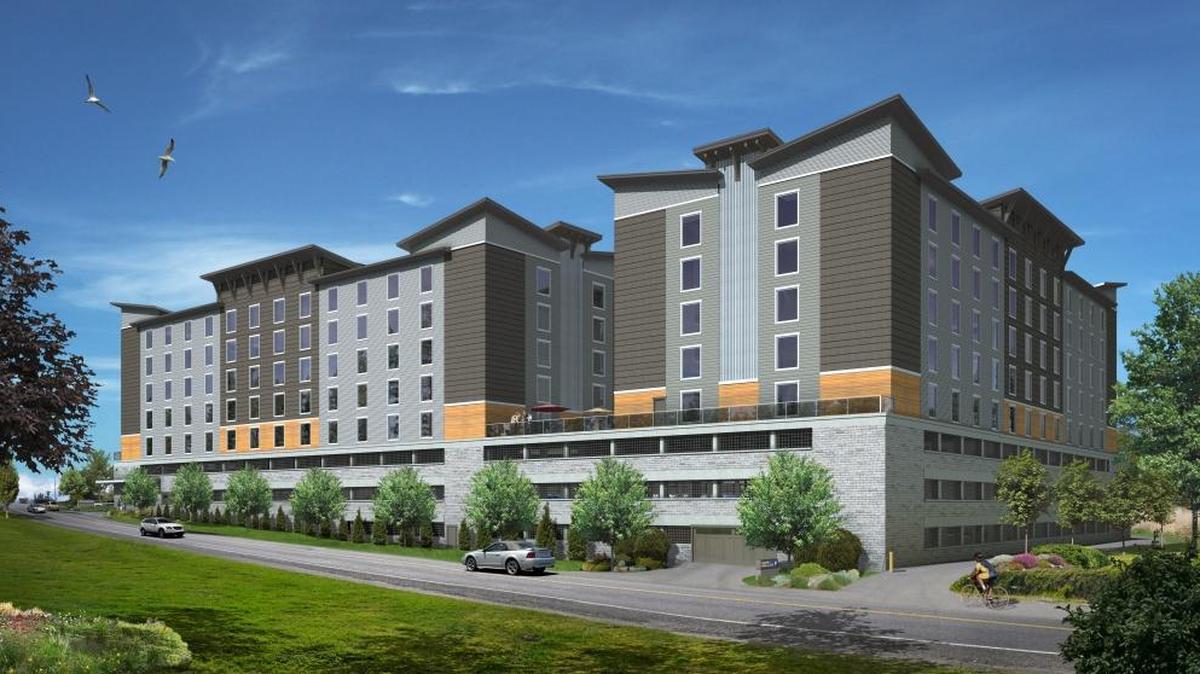 
A rendering of CityScape, which will be a 390-unit studio apartment complex that’s going in on Bakerview Road near Fred Meyer. Developer Morgan Bartlett is planning to break ground next spring with a completion date of March 2017.
