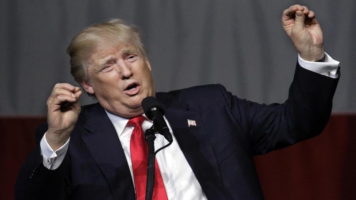 Republican presidential candidate Donald Trump, shown speaking at a campaign rally in Terre Haute, Ind., on Sunday, May 1, 2016, plans to hold a campaign rally at 3 p.m. Saturday, May 7, at the Northwest Washington Fairgrounds in Lynden. Online comments about his visit to Lynden have been prolific and mostly heated.