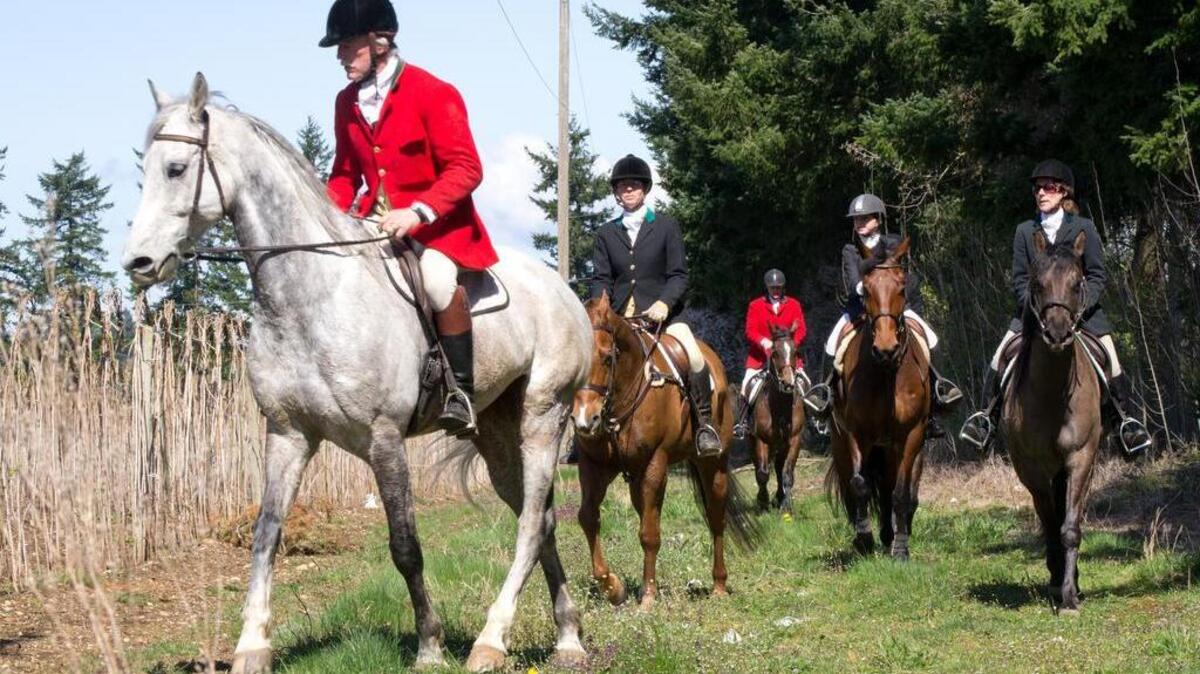 Riders with Fraser Valley Hunt in Langley, B.C. on April 7, 2011.