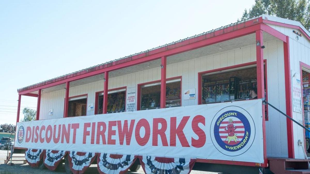 Discount Fireworks sits open near the corner of Smith Road and Guide Meridian on Tuesday, June 28, just north of the Bellingham city limits. The dates and times to legally set off fireworks have changed in many places this year, and they remain illegal in Bellingham.