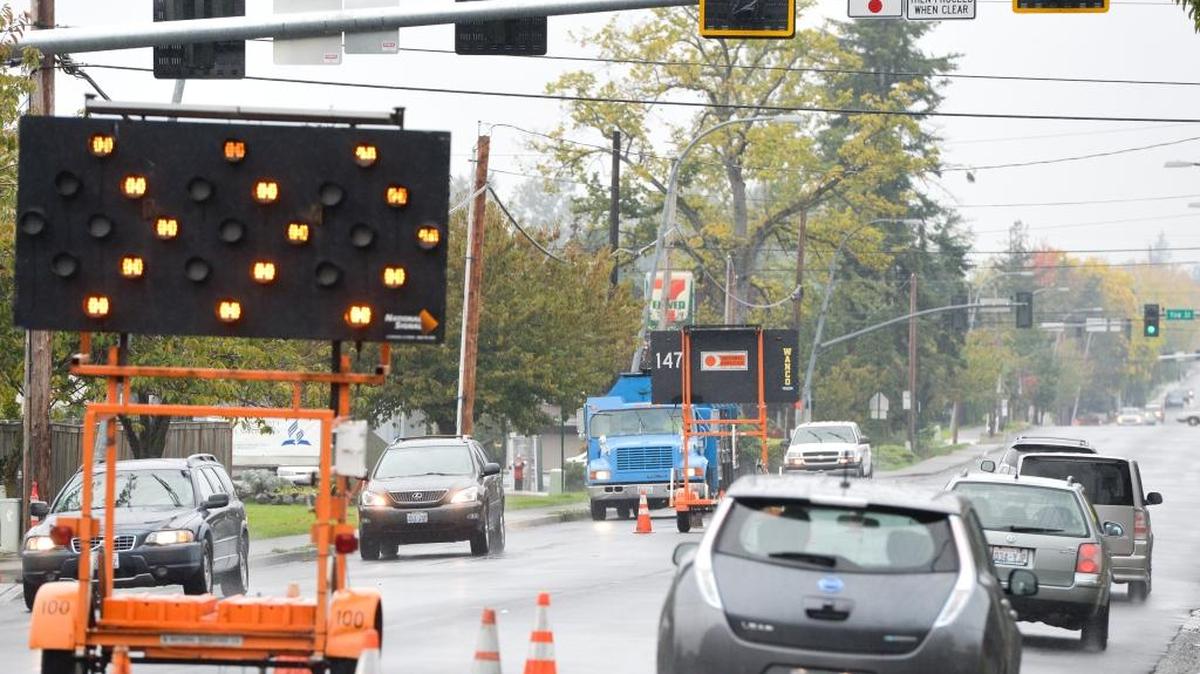 
New crosswalk signals called HAWKS wait to be turned on along Alabama Street Wednesday, Oct. 7, 2015 in Bellingham.
