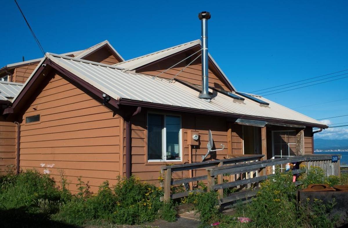 A communal homeless shelter on Thursday, Aug. 24, on Shorewood Lane on Lummi Reservation.