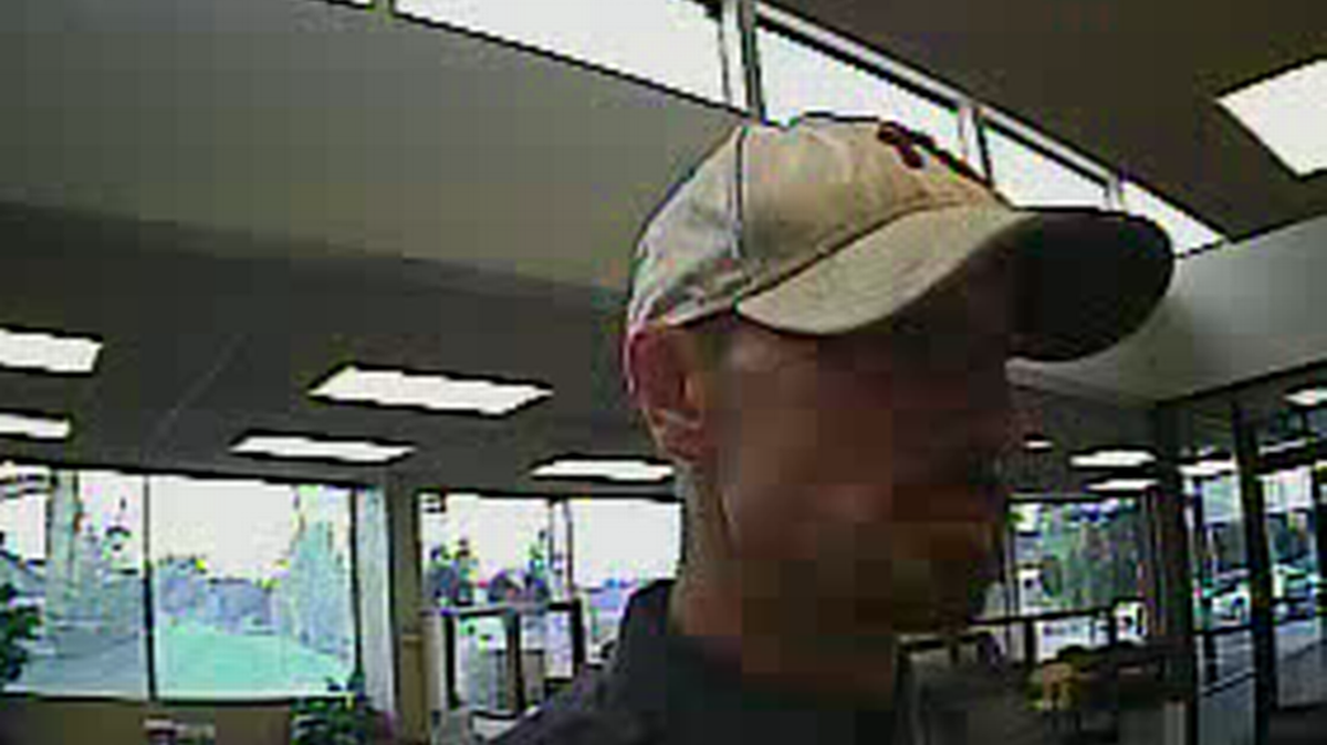 Police released this security camera photo of a man suspected of robbing the Washington Federal Bank in Ferndale in September. Police have arrested a Sumas man on Friday.