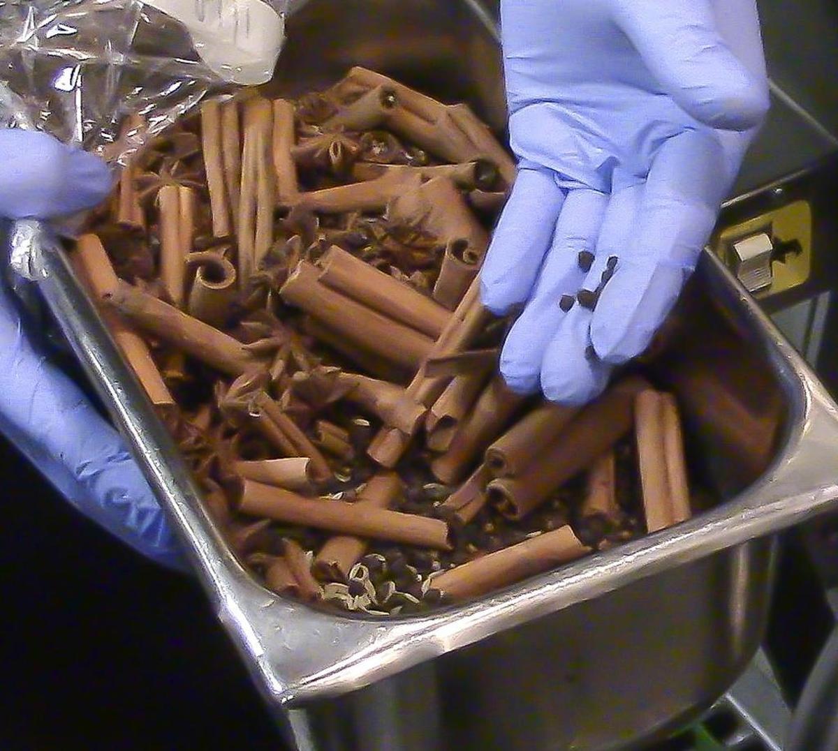 Khanh Trinh shows some of the spices – cinnamon, star anise and black peppercorn among them – that he uses in the broth for his popular Vietnamese pho on Thursday morning, Jan. 18, 2018, in the kitchen at St. Joseph hospital in Bellingham.