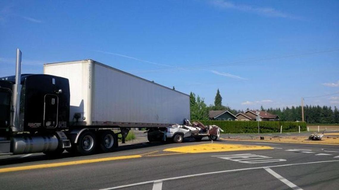A Ferndale man died following a crash in the roundabout at Northwood and East Badger roads northeast of Lynden on Monday.