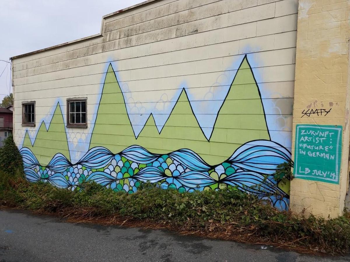 Mtn Series Original, near The Hub Community Bike Shop, is one of Lara Buelow’s first murals.