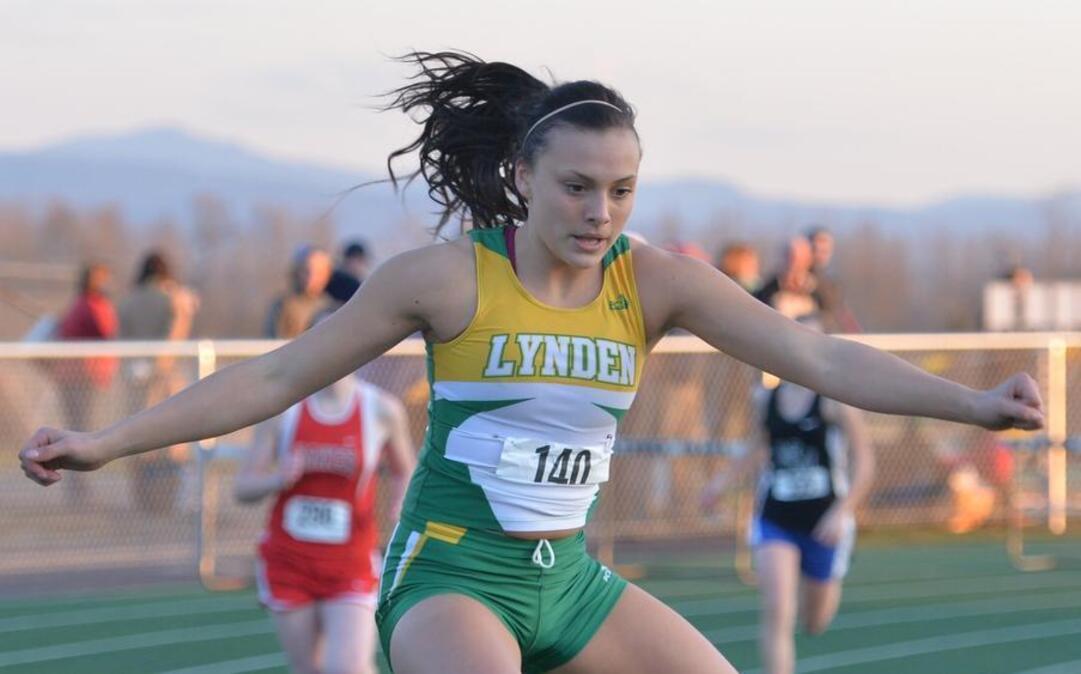 
Lynden's Sofia Milstead clears a hurdle during the first heat of the girls' 300 meter hurdles at the Bedlington Invitational track and field meet on Friday, March 21, 2014 in Bellingham.
