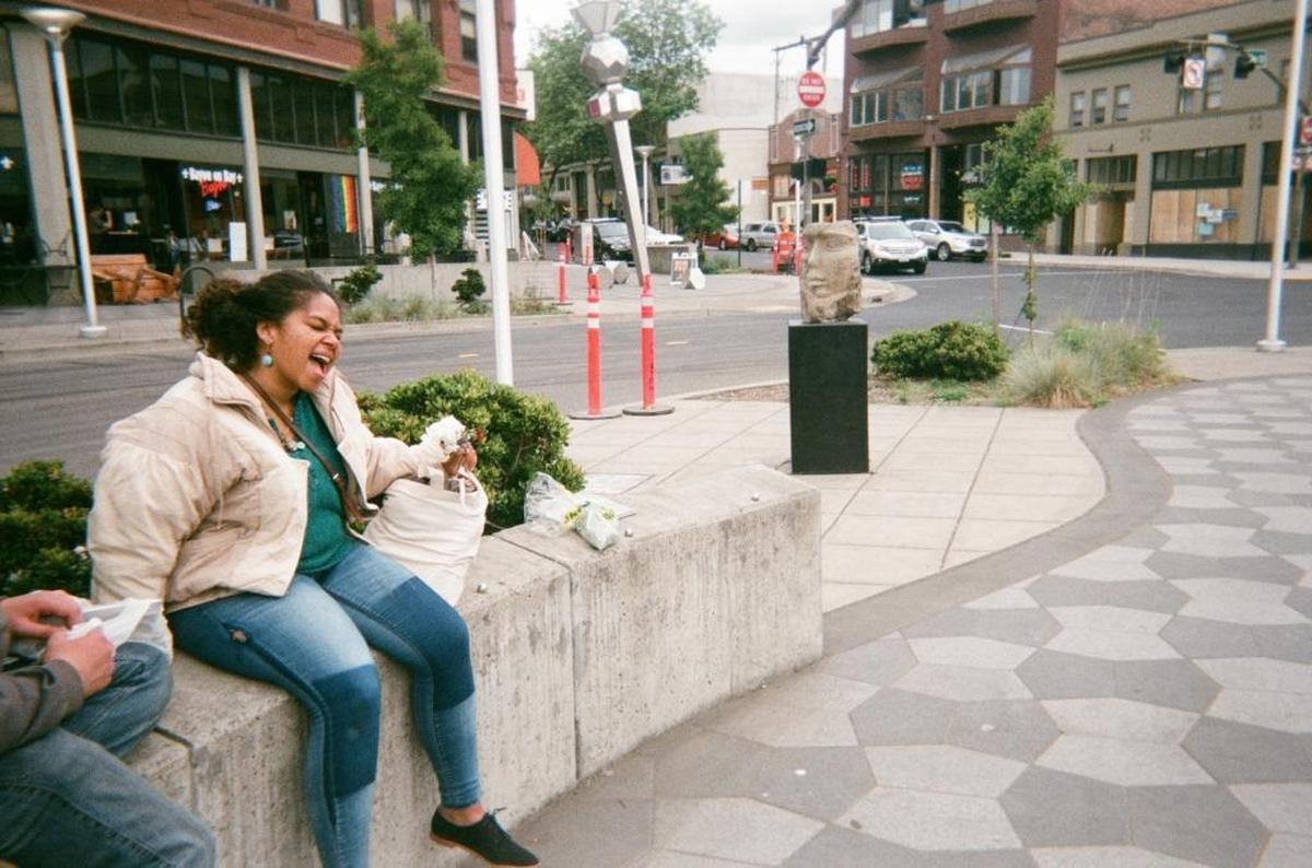 Jonah Laugharn took this photo of a friend singing in downtown Bellingham for a photography project for Northwest Youth Services.