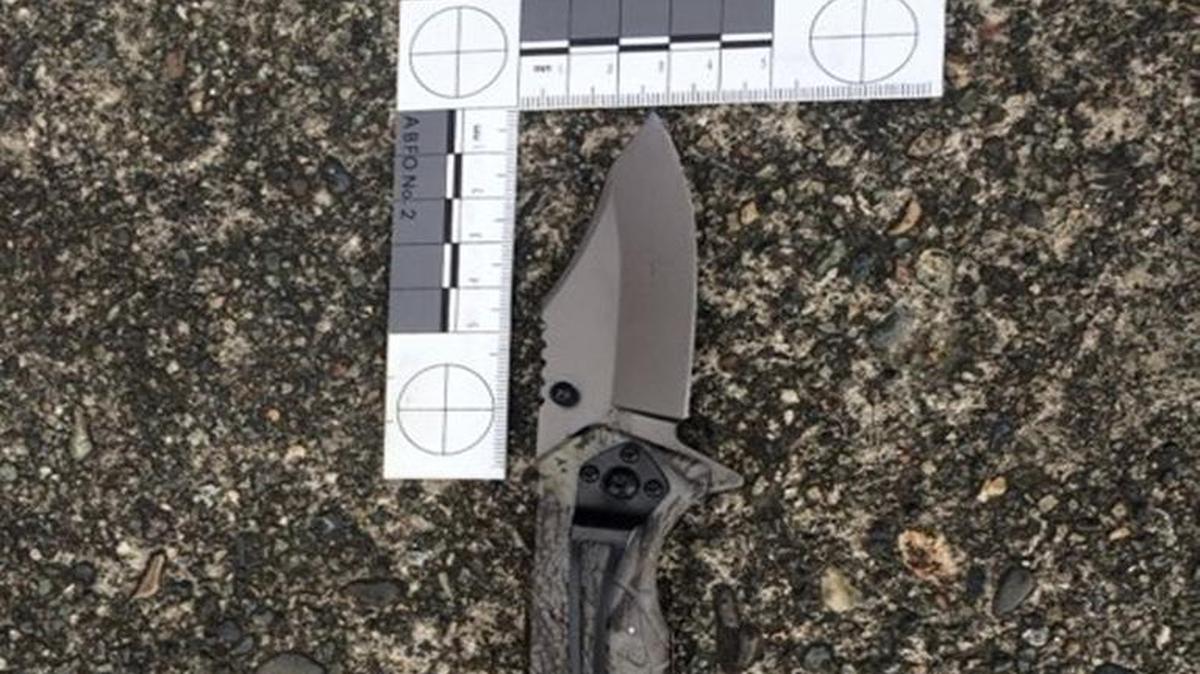 Police say a man pulled this knife on a Bellingham police officer Thursday morning, March 3, 2016.