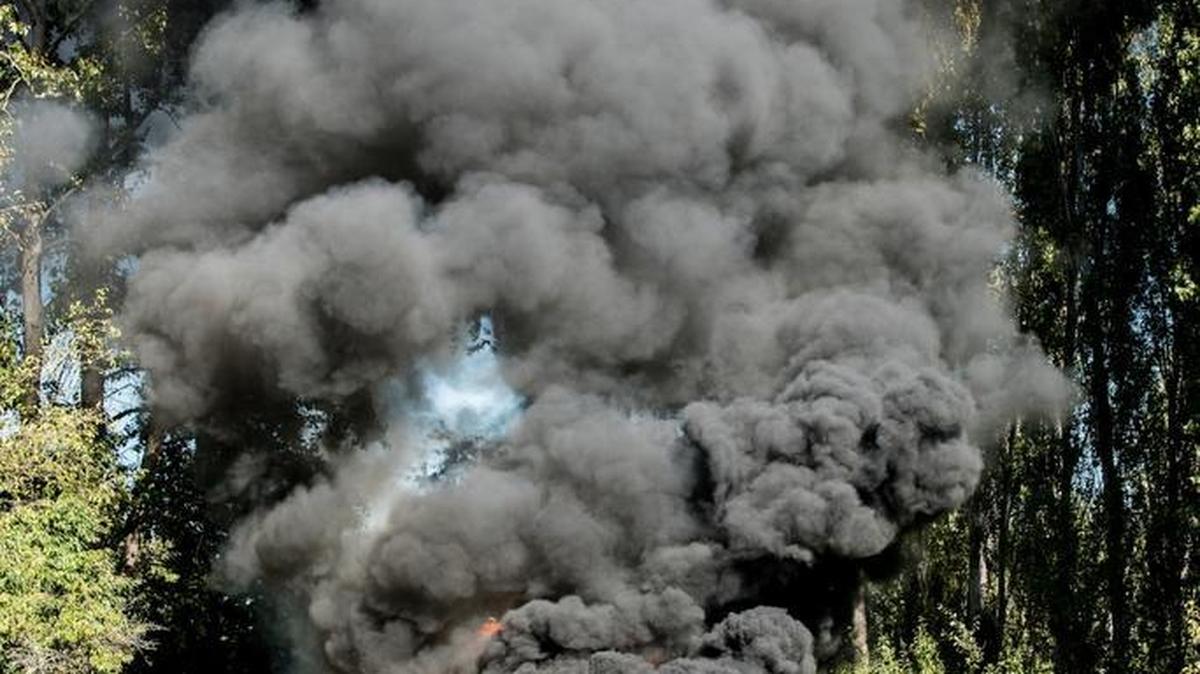 A motorhome erupts into flames around 1 p.m. Monday, Sept. 26, in the backyard of 3206 Cherrywood Ave. in Bellingham.