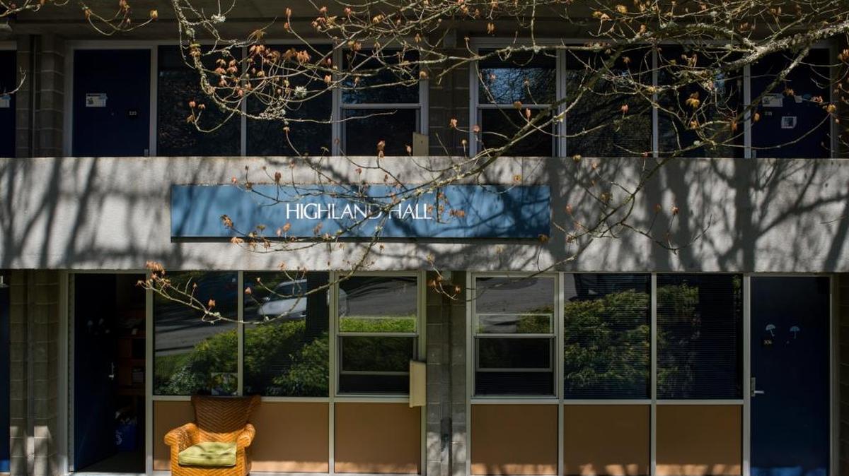 Highland Hall dormitory on Friday, April 28, 2017, at Western Washington University in Bellingham. A man, who police suspect broke into dorm rooms at the residence hall and tried on women’s clothes while they slept, was a WWU volunteer track coach at the time.