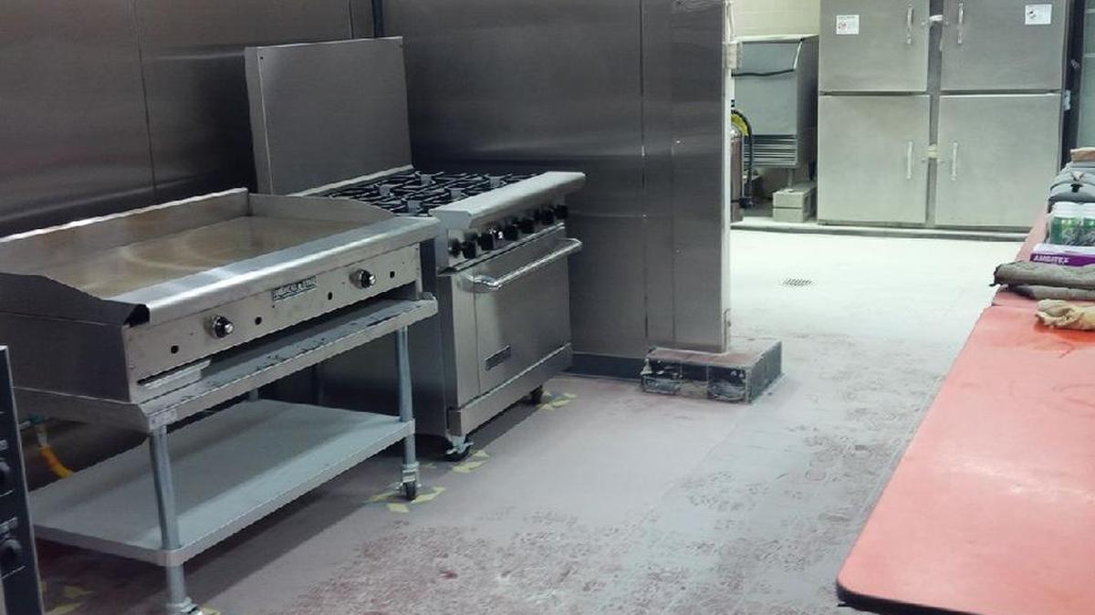 The newly remodeled kitchen at Lions Camp Horizon in Birch Bay, after vandals broke in and sprayed a fire extinguisher.