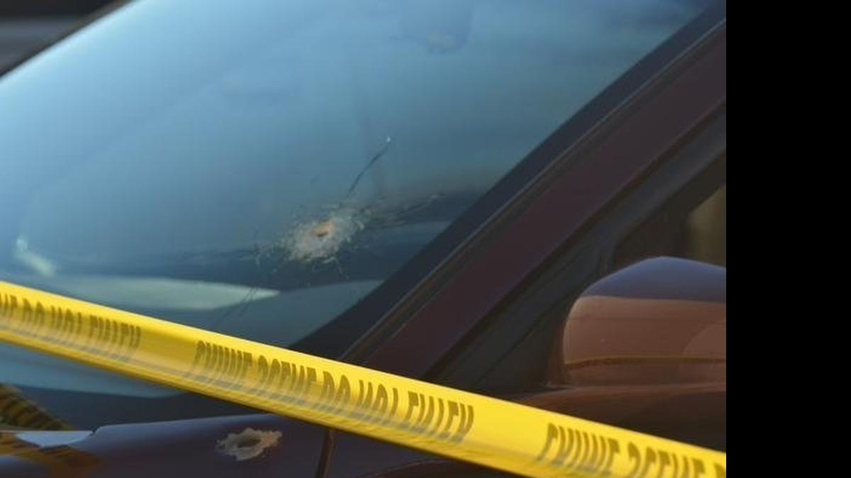 
A bullet hole in the red Chevy Impala driven by a young man in his 20s who suffered multiple gunshot wounds June 19, 2015, at Bellingham’s Bellis Fair Mall.
