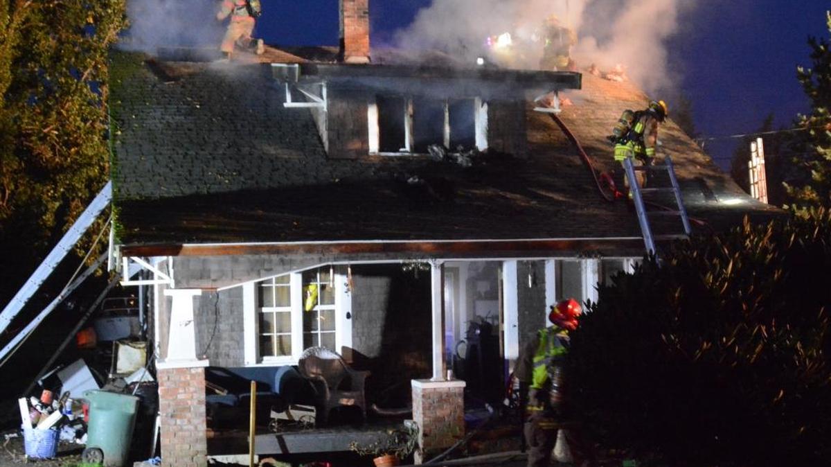 A Beal Street house fire in Bellingham on Friday morning, Oct. 23, sent a woman to Harborview Medical Center in Seattle with burns.