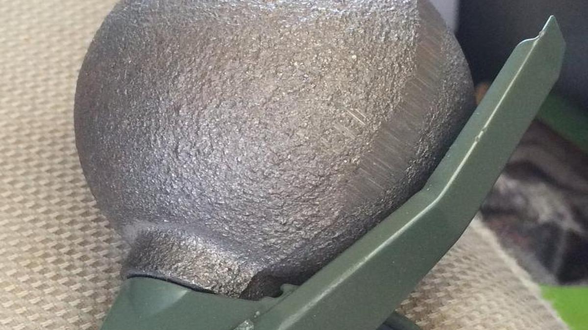 Canadian border officials found this inert grenade inside a vehicle traveling into Canada at the Sumas border crossing. The vehicle’s three occupants were taken into Canadian custody and later released back into the U.S. when officials determined the device was inert.