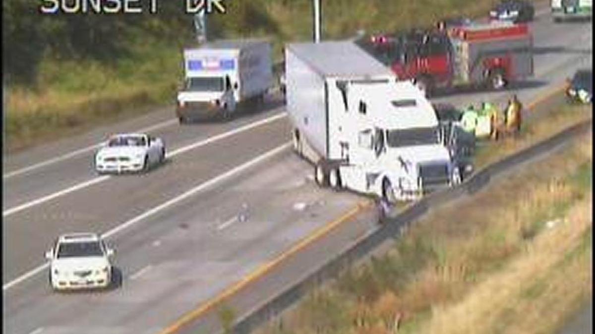 
A one-semi, four-car pileup on Interstate 5 in Bellingham backed up traffic Monday morning, Sept. 21.
