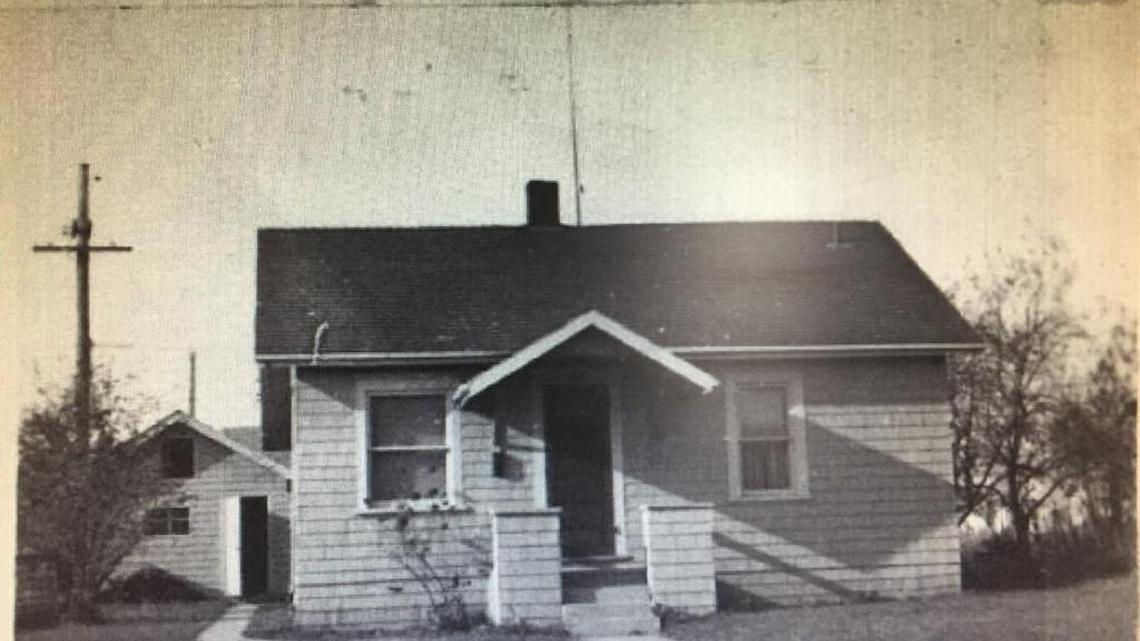 A photo of the house at 2821 Kulshan St. just after it was built.