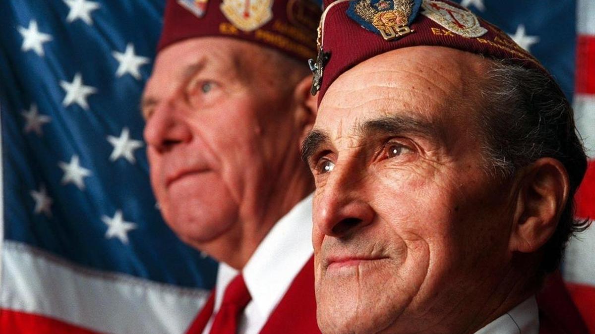 World War II veterans and lifelong Ferndale residents Joe Moser (right) and Dick Stone are pictured Nov. 9, 1998. A small street near Samuel’s Furniture will soon bear the names of the two, who were prisoners of war.