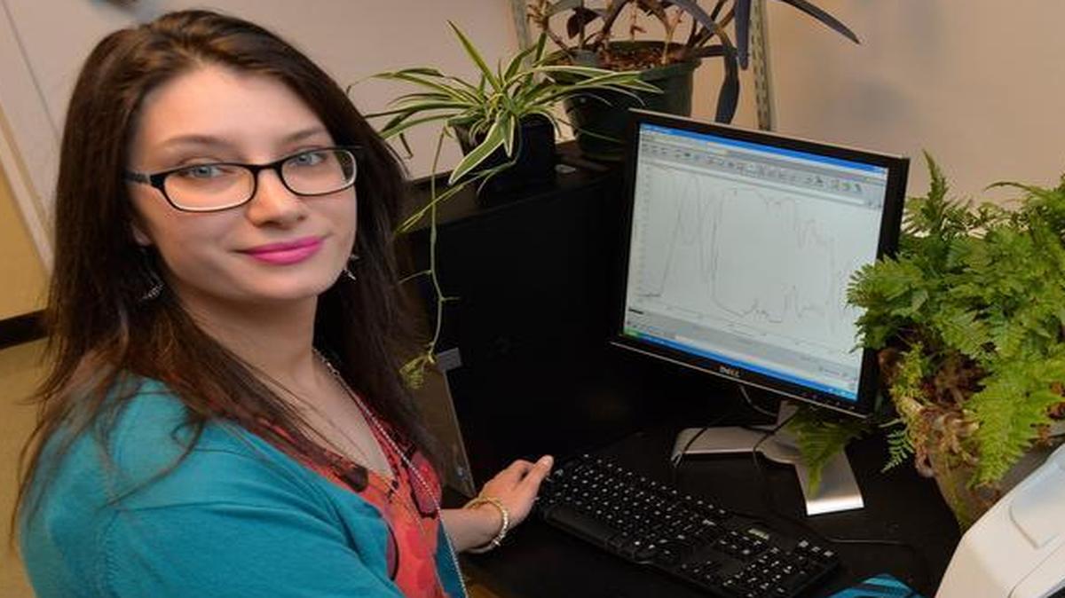 
Whatcom Community College student Sharalyn Sentinella in a lab at the Bellingham school on Tuesday, June 16, 2015. Sentinella, who will be the student speaker at graduation Saturday, June 20, plans to attend the University of Portland next year and wants to research cancer treatments.
