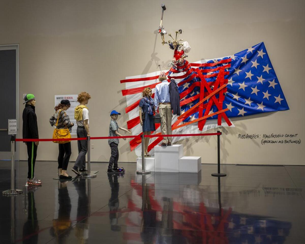 “Miss America: Manufacturing Consent, (Upsidedown and Backwards)” by the artist Ed Bereal at the Whatcom Museum in Bellingham on Oct. 9.