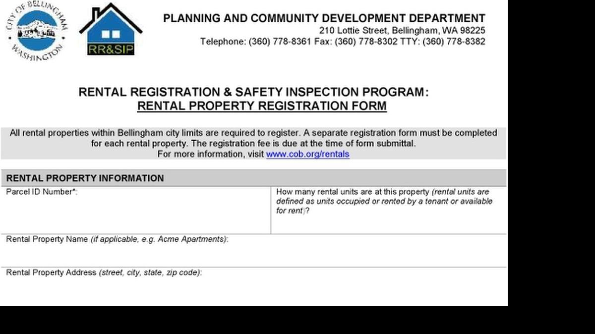 
Rental property owners in Bellingham have until Aug. 1 to register their rental housing units, using forms like this one available at cob.org/rentals.
