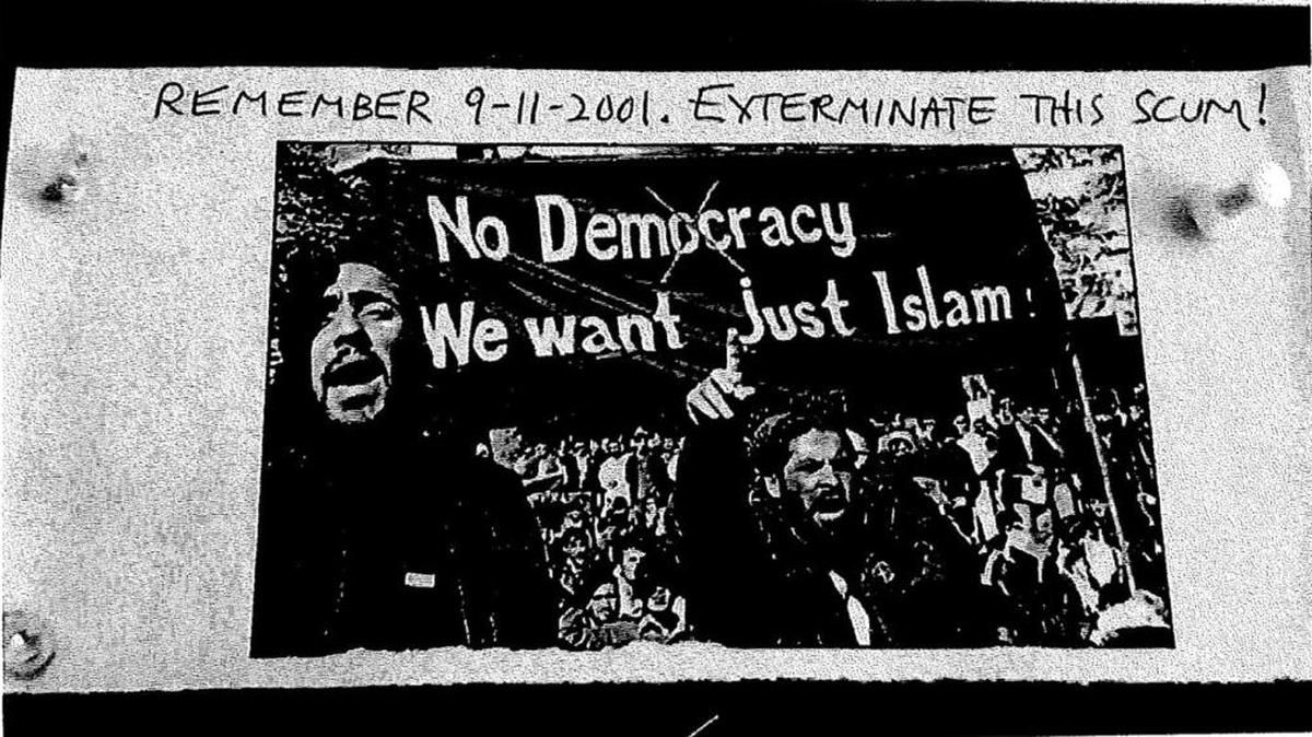One of the flyers depicting anti-Islam messages that was posted on a bulletin board in Haggard Hall on Western Washington University’s campus, found on Sept. 29.