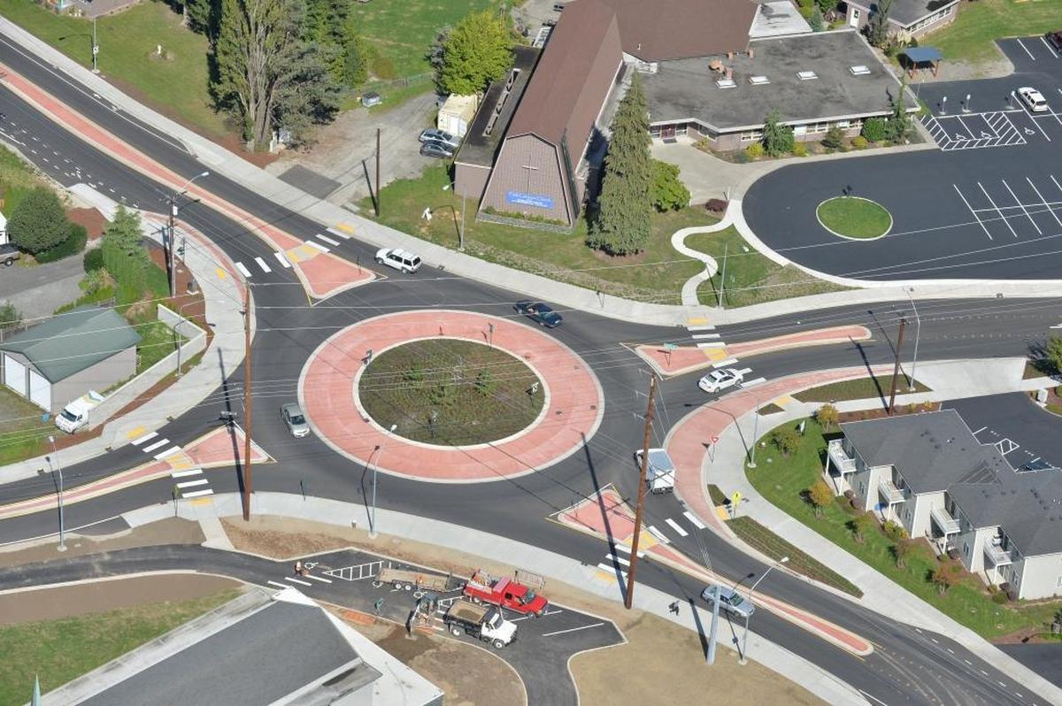 The roundabout at Northwest Avenue and McLeod Road in Belllingham in 2013.
