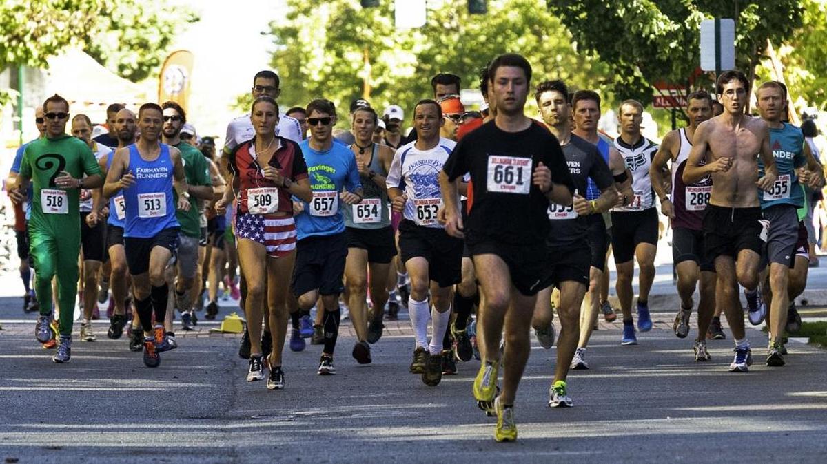 
Runners begin the first leg of the 13th annual Bellingham Traverse at The Market Depot in Bellingham in 2014. On Saturday, Sept. 19, hundreds will compete in running, road biking, mountain biking, and kayaking during the race.
