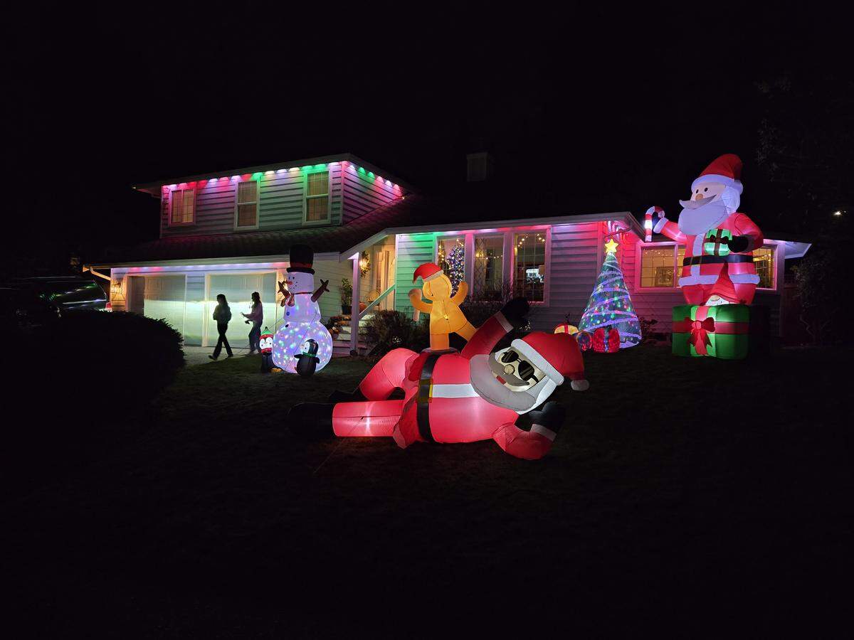 A home on Pacificview Drive in Bellingham is shown decked out for the holidays.