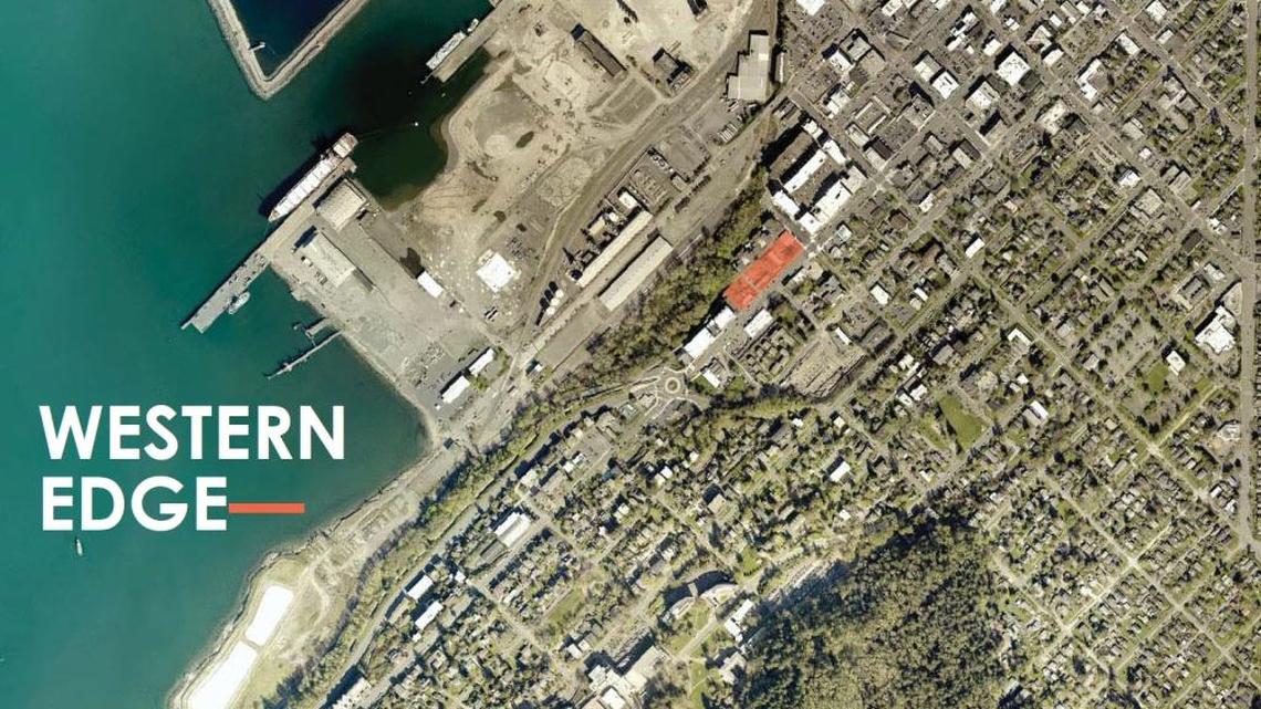 A map of Bellingham, with the orange highlighted area showing where the Western Edge student housing project is being proposed.