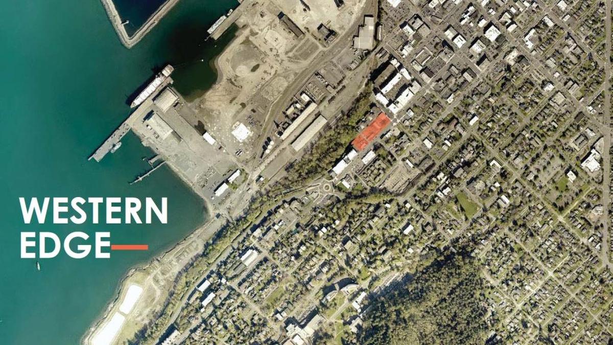 A map of Bellingham, with the orange highlighted area showing where the Western Edge student housing project is being proposed.