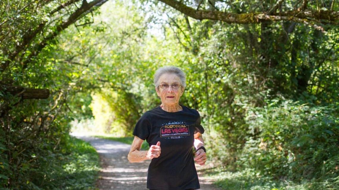 Barb Macklow, 82, has been running for more than 30 years and has multiple ultramarathon races under her belt such as the JFK 50-mile and Umstead 100-mile, both of which she holds the title of oldest finisher.