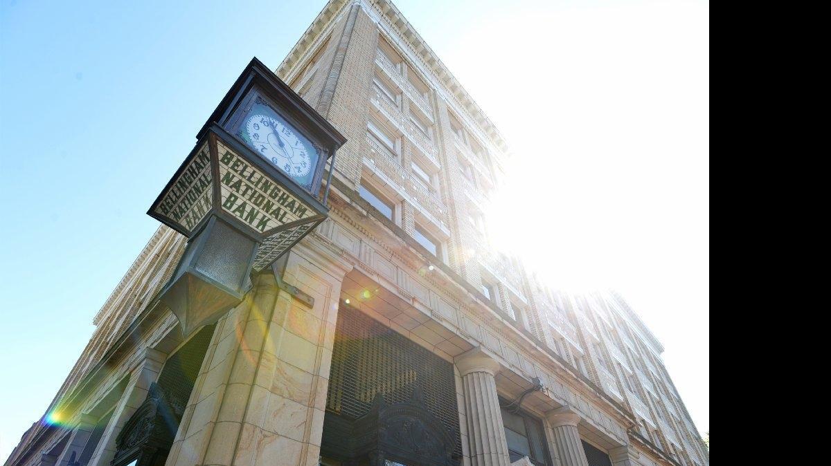 
The Bellingham National Bank building on Aug. 7, 2014. The clock outside has stopped working but repairs are planned.
