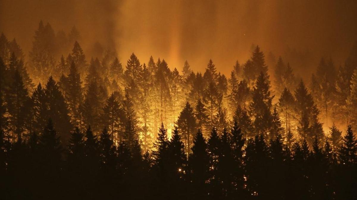 A wildfire continues to burn on the Oregon side of the Columbia River Gorge near Cascade Locks, Ore., and the Bridge of the Gods, late Tuesday, Sept. 5, 2017. There will be an emergency preparedness fair in downtown Bellingham on Sunday, Sept. 10.